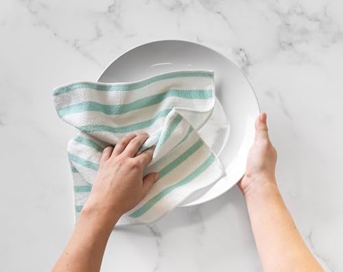 Martha Stewart Microfiber Cleaning Cloths 24 Count Teal Stripes