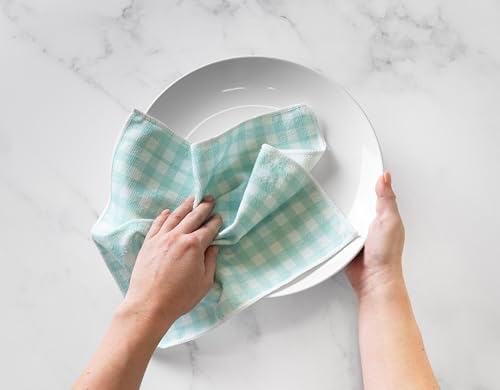 Martha Stewart Microfiber Cleaning Cloths 11 Inches Teal Gingham 24 Count