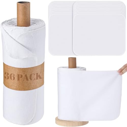 36 Count Reusable Cleaning Cloths Cotton Kitchen Towels Classic White