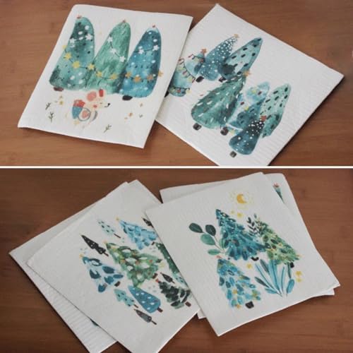 TREEWOO Reusable Dish Cloths Set of 6 Natural Cotton