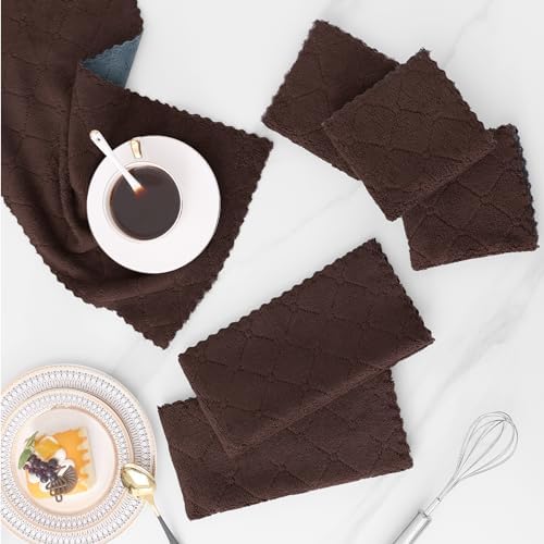 Mordimy 12 Pack Dish Towels 10x10 Dark Grey Brown