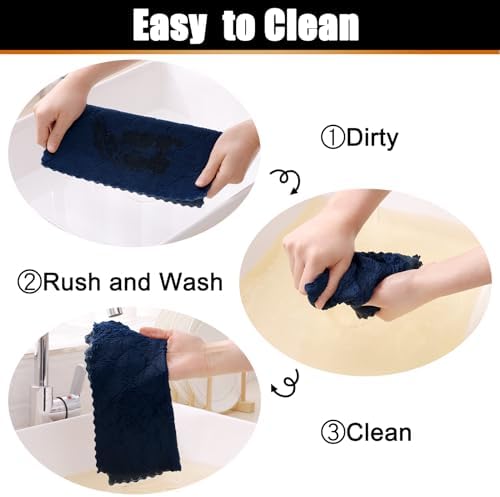 Mordimy 24 Pack Dish Towels 10x10 Dark Grey Navy Blue