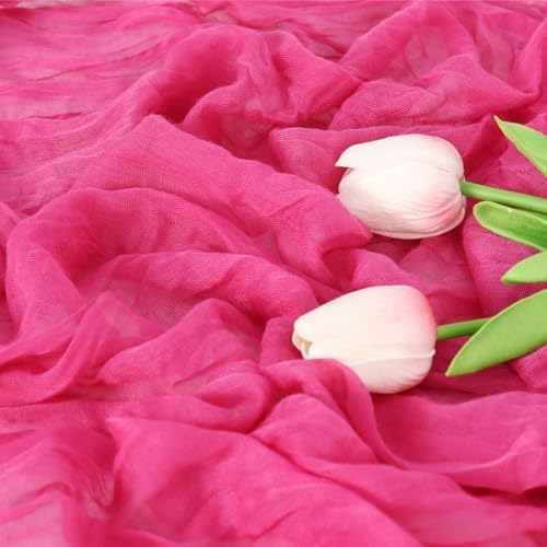 Hot Pink Cheesecloth Table Runner 10ft Boho Design