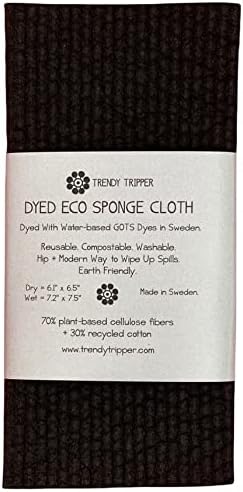 Trendy Tripper Earth-Friendly Reusable Hand Dyed Eco Sponge Cloth 4-Pack Black