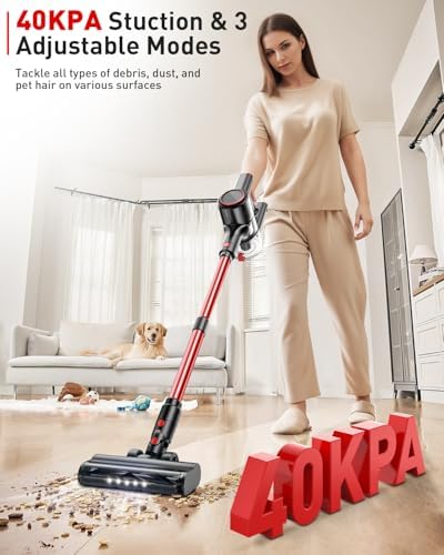 Titiopy Cordless Vacuum Cleaner with 40Kpa Suction Power