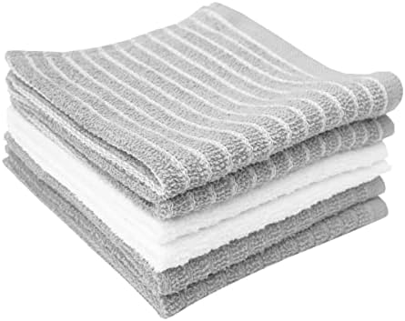 Ritz Horizontal Stripe Bar Mop Cloth Set Gray 6 Piece