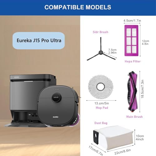18Pcs Replacement Parts for Eureka J15 Pro Ultra Robot Vacuum Cleaner