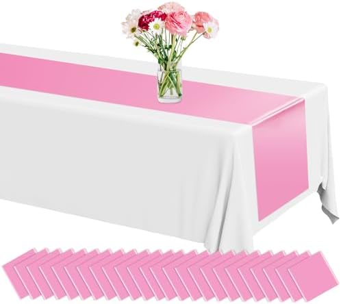 12 Pack Pink Plastic Table Runners 14x108in Wedding Decor