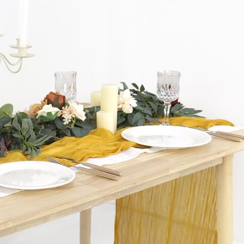 Elegant Gauze Cheesecloth Table Runner 36x120 Inches