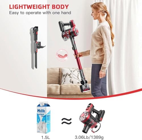 WLOTPO Cordless Vacuum with Super Suction and 35 Min Runtime