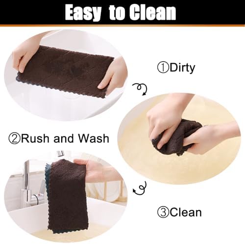 Mordimy 12 Pack Dish Towels 10x10 Dark Grey Brown