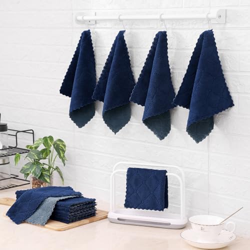 Mordimy 24 Pack Dish Towels 10x10 Dark Grey Navy Blue