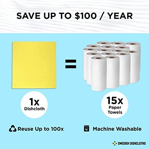 Wettex Swedish Dishcloths 10 Pack Reusable Eco-Friendly Cleaning Towels
