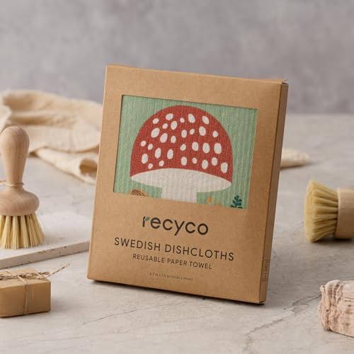 RECYCO Swedish Dishcloths 6-Pack Forest Mushroom Dish Rags