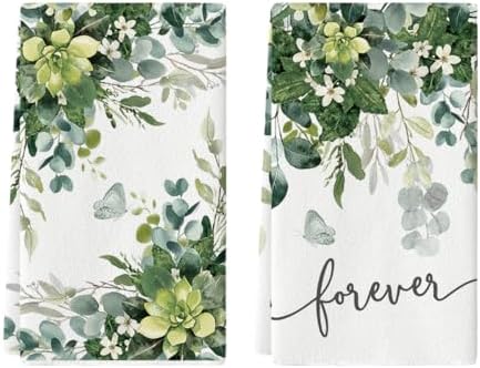 Artoid Mode Eucalyptus Butterfly Dish Towels Set of 2