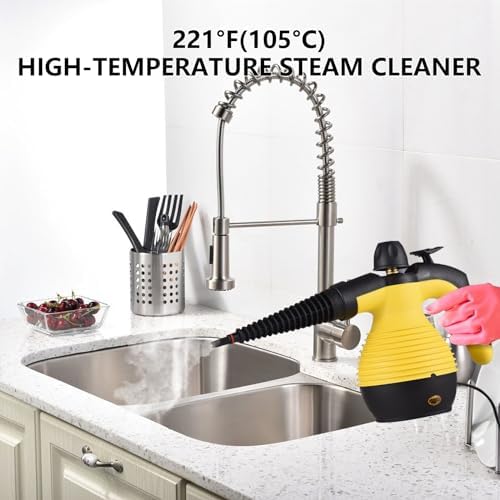 Docreate Handheld Steam Cleaner with 9 PCS Accessory Kit Yellow