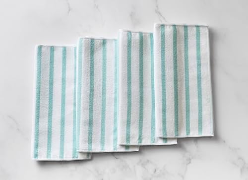 Martha Stewart Microfiber Cleaning Cloths 24 Count Teal Stripes