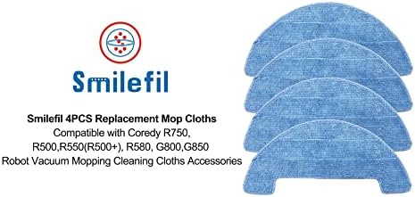 Smilefil 4pcs Replacement Mop Cloths for Coredy Robot Vacuums