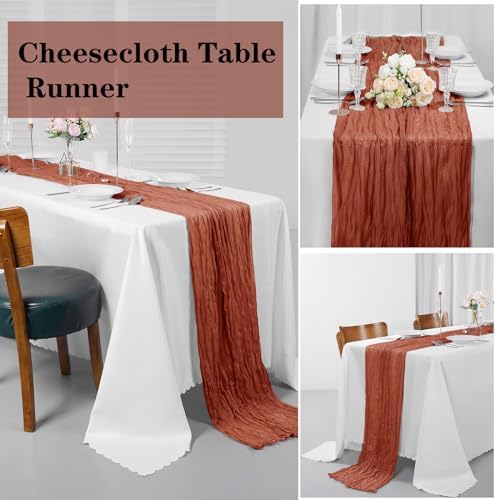 Bailarina 12 Pack Terracotta Cheesecloth Table Runner 17x108 Inch