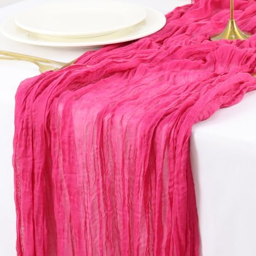 Hot Pink Cheesecloth Table Runner 10ft Boho Design