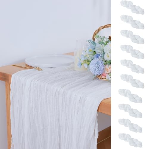 10 Pack Gauze Table Runner - 10FT White Cheesecloth Linens