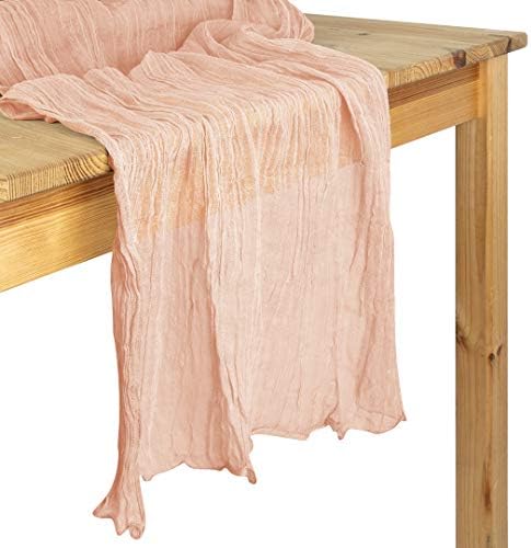 Blush Pink Cheesecloth Table Runner Extra Long 283x157 Inch
