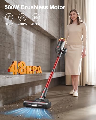 Cordless Vacuum Cleaner with 580W Power and OLED Touch Screen