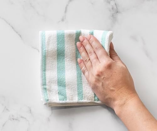 Martha Stewart Microfiber Cleaning Cloths 24 Count Teal Stripes