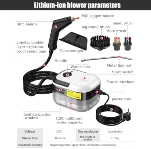 Handheld Steam Cleaner with 3 Brush Heads and 25Bar Pressure