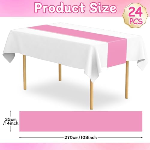 12 Pack Pink Plastic Table Runners 14x108in Wedding Decor
