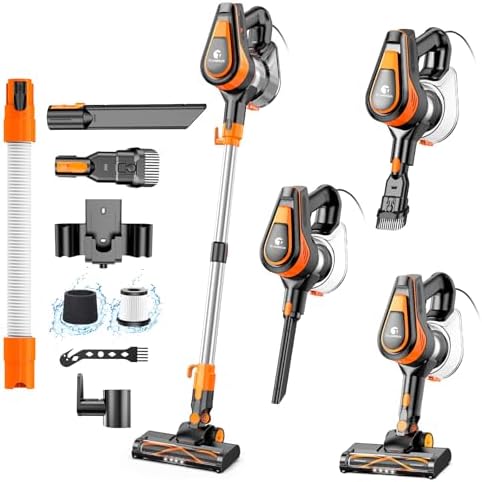 23ft Corded Vacuum Cleaner with 600W Power and 20Kpa Suction