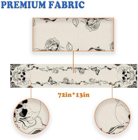 GPGHE Halloween Table Runner Gothic Skull Design 13x72 Inch