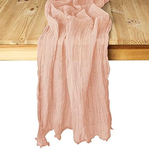 Blush Pink Cheesecloth Table Runner Extra Long 283x157 Inch