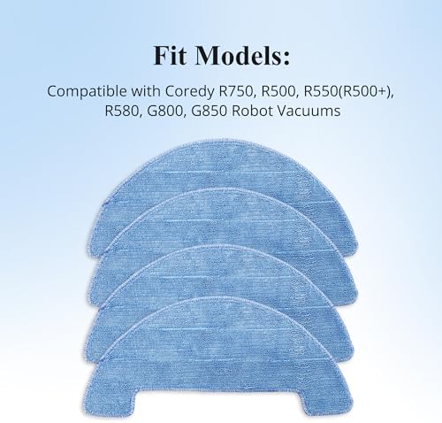 Smilefil 4pcs Replacement Mop Cloths for Coredy Robot Vacuums