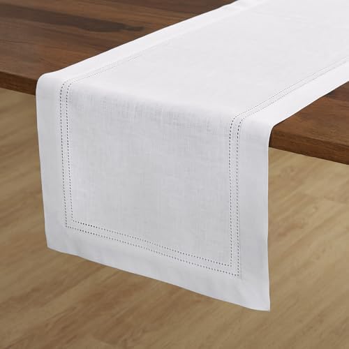 Solino Home Linen White Table Runner 72 Inches Long