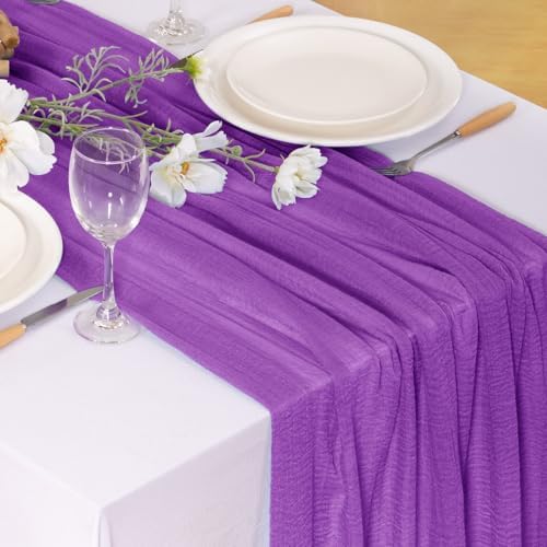 Santaben Purple Cheese Cloth Table Runner 120 Inch