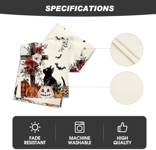 Artoid Mode Halloween Table Runner with Black Cat Design