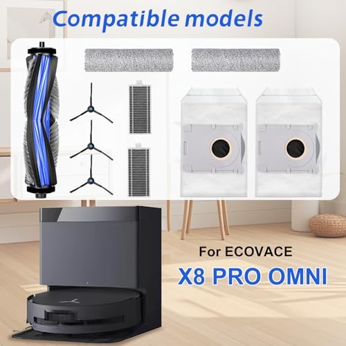 10 Pcs Replacement Kit for Ecovacs Deebot X8 Pro Omni Vacuum Cleaner