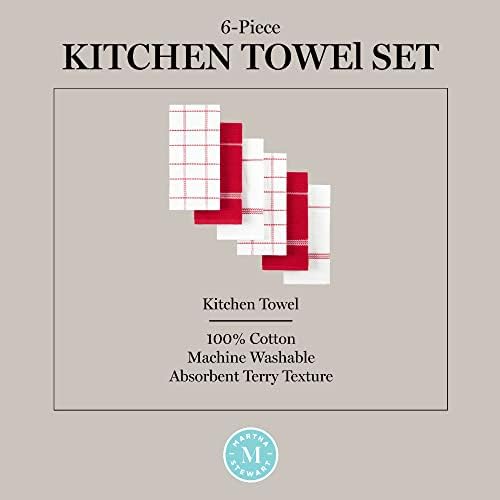 Martha Stewart Modern Waffle Kitchen Towel Set 6-Pack Red