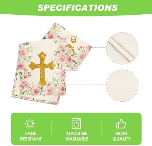 Artoid Mode Pink God Bless Girl Baptism Baby Shower Table Runner 13x72 Inch