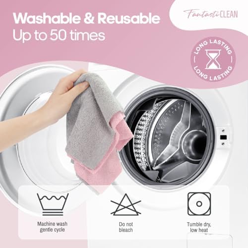 Fantasticlean Kitchen Dish Towels 50 Sheets 12 x 12 Pink