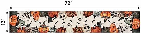 PANDICORN Halloween Table Runner 13x72 Inch