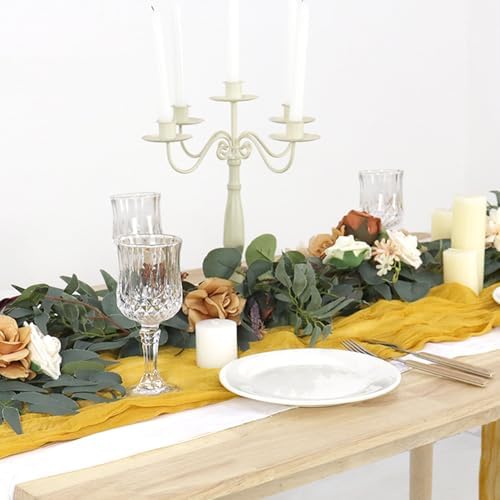 Elegant Gauze Cheesecloth Table Runner 36x120 Inches