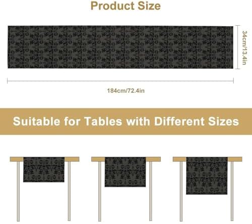 Black Skeleton Table Runner Victorian Gothic Floral Design