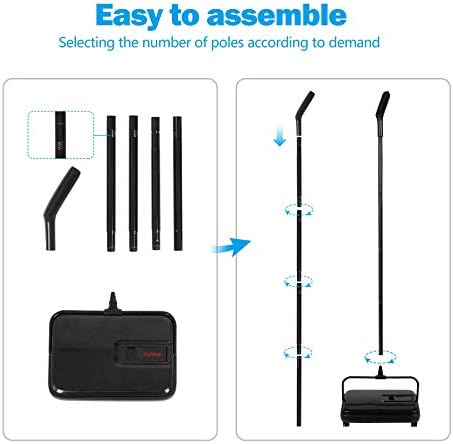 Eyliden Quiet Carpet Sweeper Manual No Noise Lightweight Black