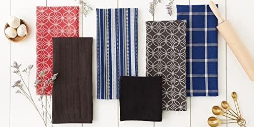 DII Assorted Woven Kitchen Towel Set 5 Piece