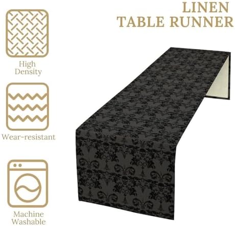 Black Skeleton Table Runner Victorian Gothic Floral Design