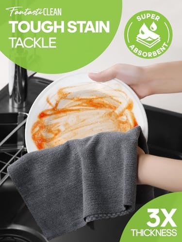 Fantasticlean Large Tear-Away Microfiber Cloth Roll 18 x 12 24 Sheets DimGrey