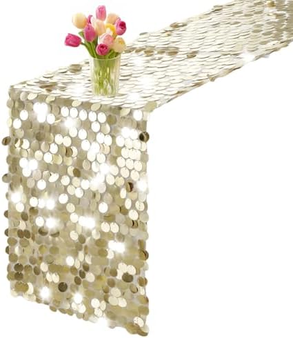 Champagne Sequin Table Runner 12x108 Inches