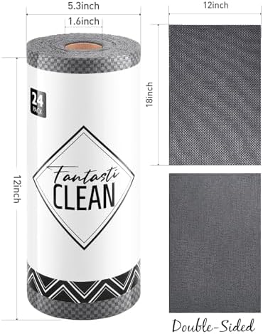 Fantasticlean Large Tear-Away Microfiber Cloth Roll 18 x 12 24 Sheets DimGrey